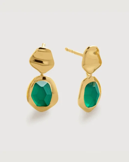 ALESSIA LOVE Geometric Gemstone Drop Earrings