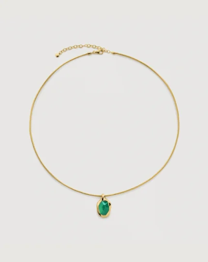 ALESSIA LOVE Geometric Gemstone Snake Chain Necklace