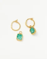 ALESSIA LOVE Mini Pyramid Natural Stone Charm Hoop Earrings - Image 10