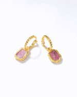 ALESSIA LOVE Mini Pyramid Natural Stone Charm Hoop Earrings - Image 4