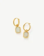 ALESSIA LOVE Mini Pyramid Natural Stone Charm Hoop Earrings - Image 5