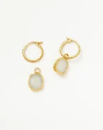 ALESSIA LOVE Mini Pyramid Natural Stone Charm Hoop Earrings - Image 6