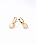ALESSIA LOVE Mini Pyramid Natural Stone Charm Hoop Earrings - Image 7