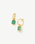 ALESSIA LOVE Mini Pyramid Natural Stone Charm Hoop Earrings - Image 9