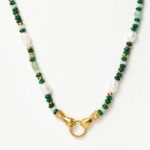 ALESSIA LOVE Shake Hands Beaded Gemstone Necklace