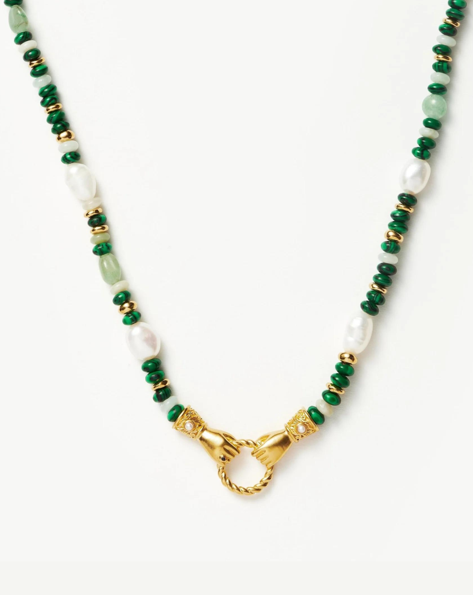 1 ALESSIA LOVE Shake Hands Beaded Gemstone Necklace - Image 1