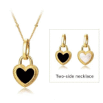 ALESSIA LOVE Heart Reversible Pendant Necklace｜Black Onyx & Mother-of-Pearl