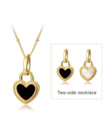 ALESSIA LOVE Heart Reversible Pendant Necklace|Black Onyx & Mother-of-Pearl