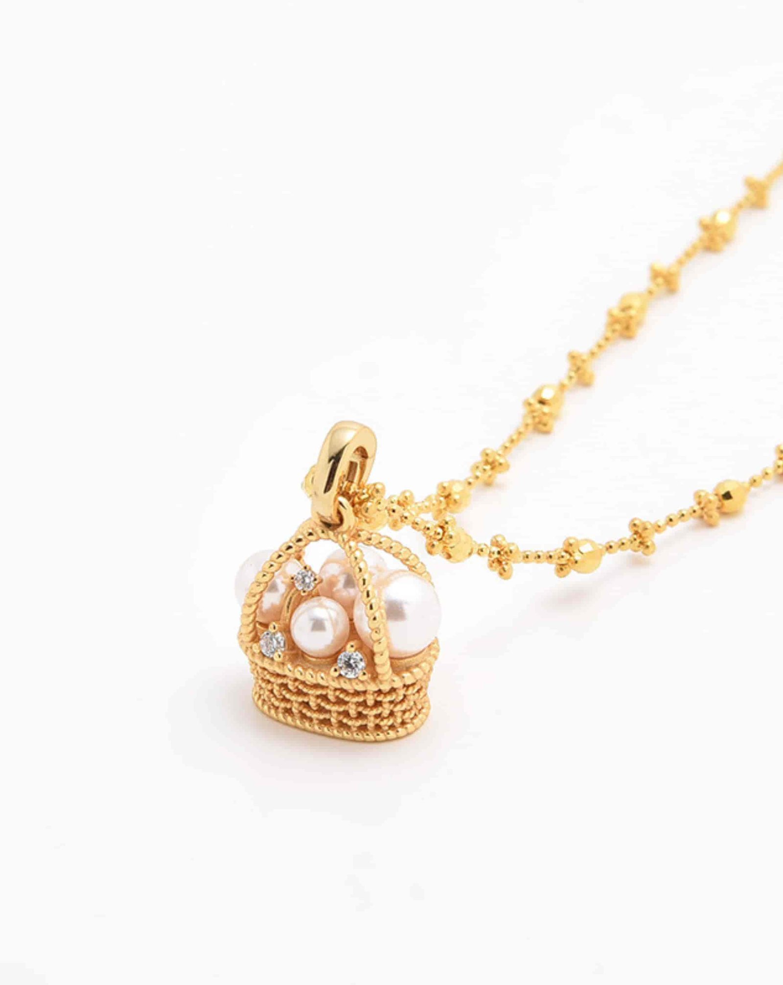 1 ALESSIA LOVE Pearl Basket Necklace|Vintage Woven Pendant - Image 1