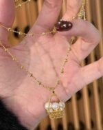 ALESSIA LOVE Pearl Basket Necklace|Vintage Woven Pendant - Image 9