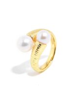 Double Pearl Ribbed Ring