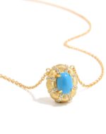 Brushed Turquoise Oval Pendant Necklace