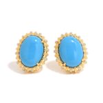 Turquoise Oval Vintage Clip Earrings