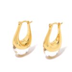 ALESSIA LOVE Small U-Hoop Natural Stone Earrings
