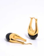 ALESSIA LOVE Small U-Hoop Natural Stone Earrings - Image 9