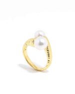 Double Pearl Ribbed Ring - Image 2