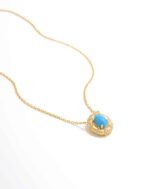 Brushed Turquoise Oval Pendant Necklace - Image 2