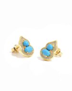 Turquoise Gourd Stud Earrings - Image 2