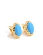 Turquoise Oval Vintage Clip Earrings - Image 2
