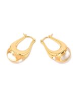 ALESSIA LOVE Small U-Hoop Natural Stone Earrings - Image 2
