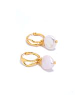 ALESSIA LOVE Baroque Pearl Hoop Earrings - Image 3
