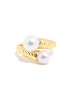 Double Pearl Ribbed Ring - Image 3