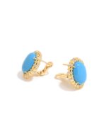 Turquoise Oval Vintage Clip Earrings - Image 3