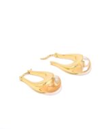 ALESSIA LOVE Small U-Hoop Natural Stone Earrings - Image 3