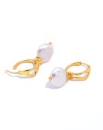 ALESSIA LOVE Baroque Pearl Hoop Earrings - Image 4
