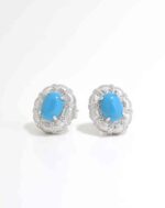 Brushed Turquoise Oval Stud Earrings - Image 4