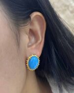 Turquoise Oval Vintage Clip Earrings - Image 4
