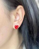 ALESSIA LOVE Enamel Heart Stud Earrings - Image 4