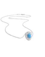 Brushed Turquoise Oval Pendant Necklace - Image 5