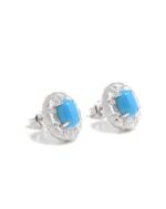 Brushed Turquoise Oval Stud Earrings - Image 5
