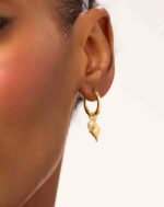 Shell & Pearl Hoop Earrings - Image 5