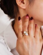 Double Pearl Ribbed Ring - Image 7