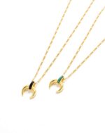 Crescent Gemstone Pendant Necklace - Image 7