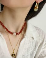 ALESSIA LOVE U-Hoop Natural Stone Earrings - Image 9