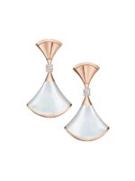 Gold Fan Drop Earrings with Mother of Pearl or Agate - Image 2