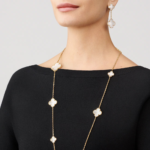 Gold Clover Drop Earrings with White Mother of Pearl - Image 2