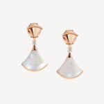 Gold Fan Drop Earrings with Mother of Pearl or Agate