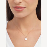 Gold Mother of Pearl Fan Pendant Necklace - Image 3