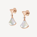 Gold Fan Drop Earrings with Mother of Pearl or Agate - Image 3