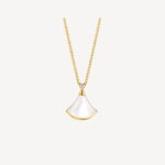 Gold Mother of Pearl Fan Pendant Necklace - Image 4