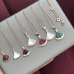 Gold Mother of Pearl Fan Pendant Necklace - Image 6
