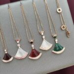 Gold Mother of Pearl Fan Pendant Necklace - Image 8