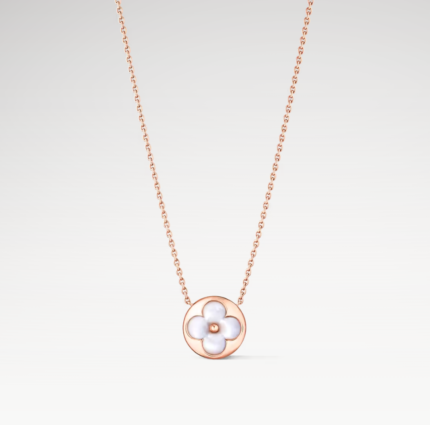 Rose Gold-Plated White Mother of Pearl Flower Necklace