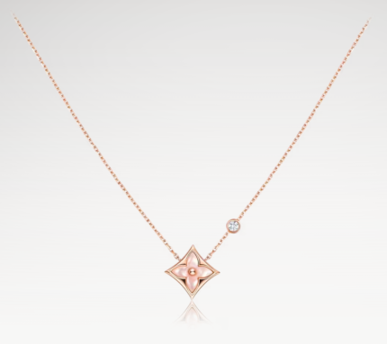 Rose Gold-Plated Pink Mother of Pearl Flower Necklace