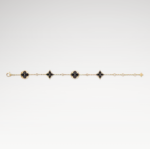 Gold-Plated Black Onyx Floral Bracelet - Image 2