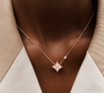 Rose Gold-Plated Pink Mother of Pearl Flower Necklace - Image 3